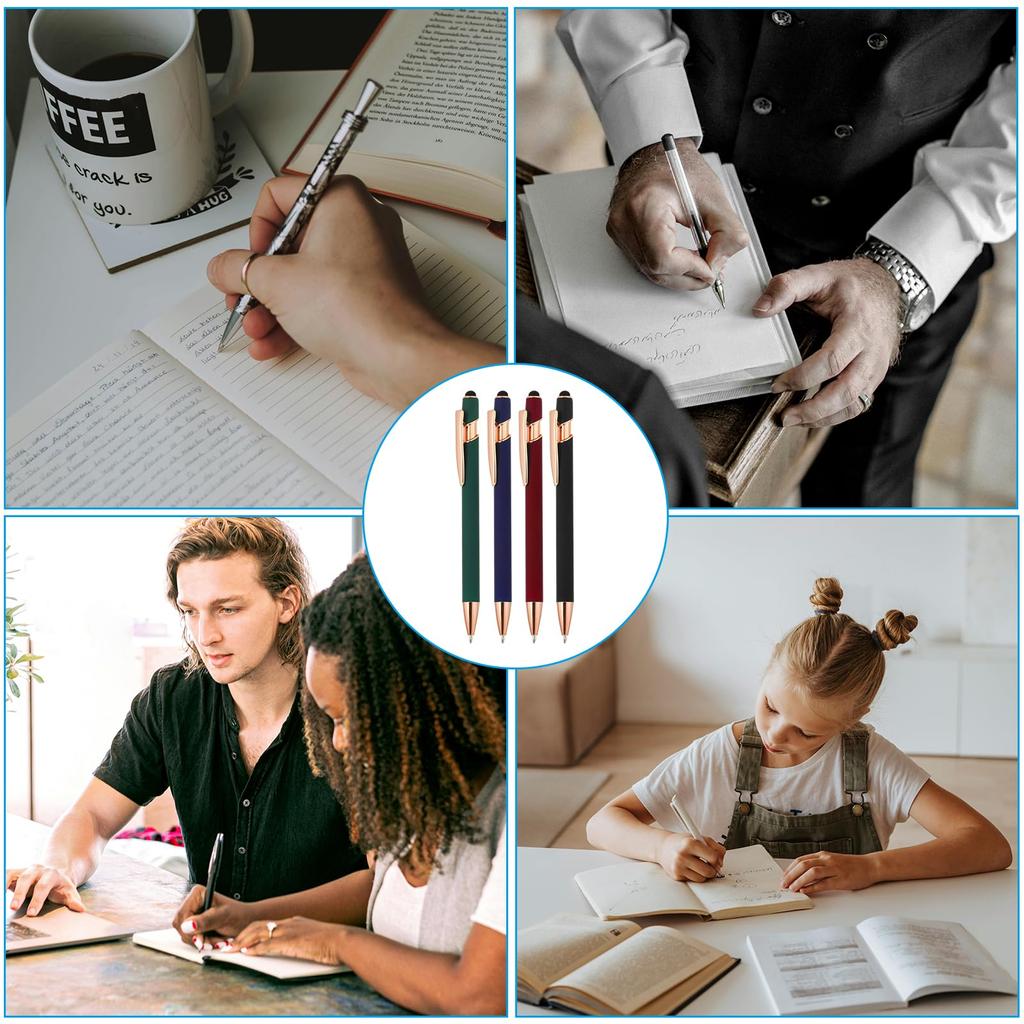 PATIKIL 8pcs Black Ink Ballpoint Pens Crystal Diamond Twisted Metal Pen Medium Point for Note Taking Journaling Multicolor 1.0mm