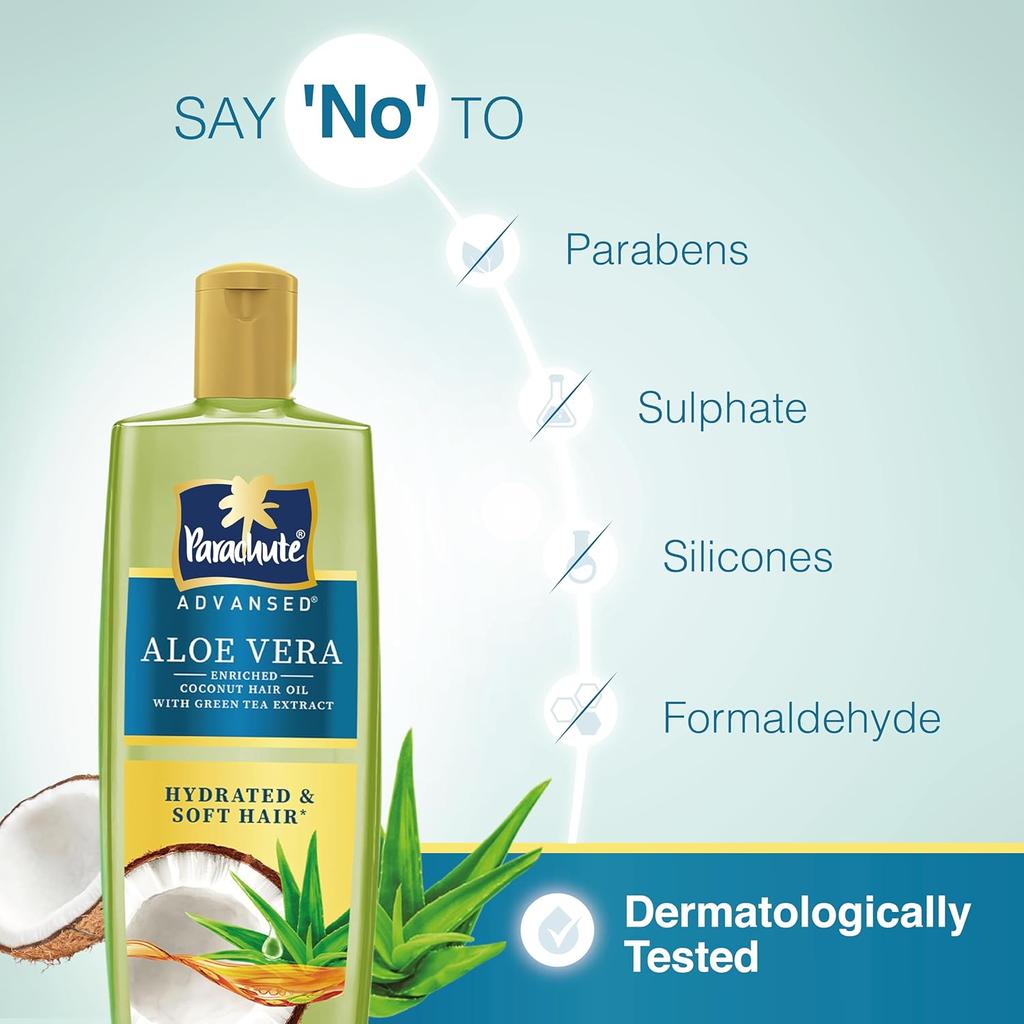 Parachute Advansed Aloe Vera Enriched Coconut Hair Oil for Hydrated & Soft Hair | Intense Nourishment for Locking In Moisture