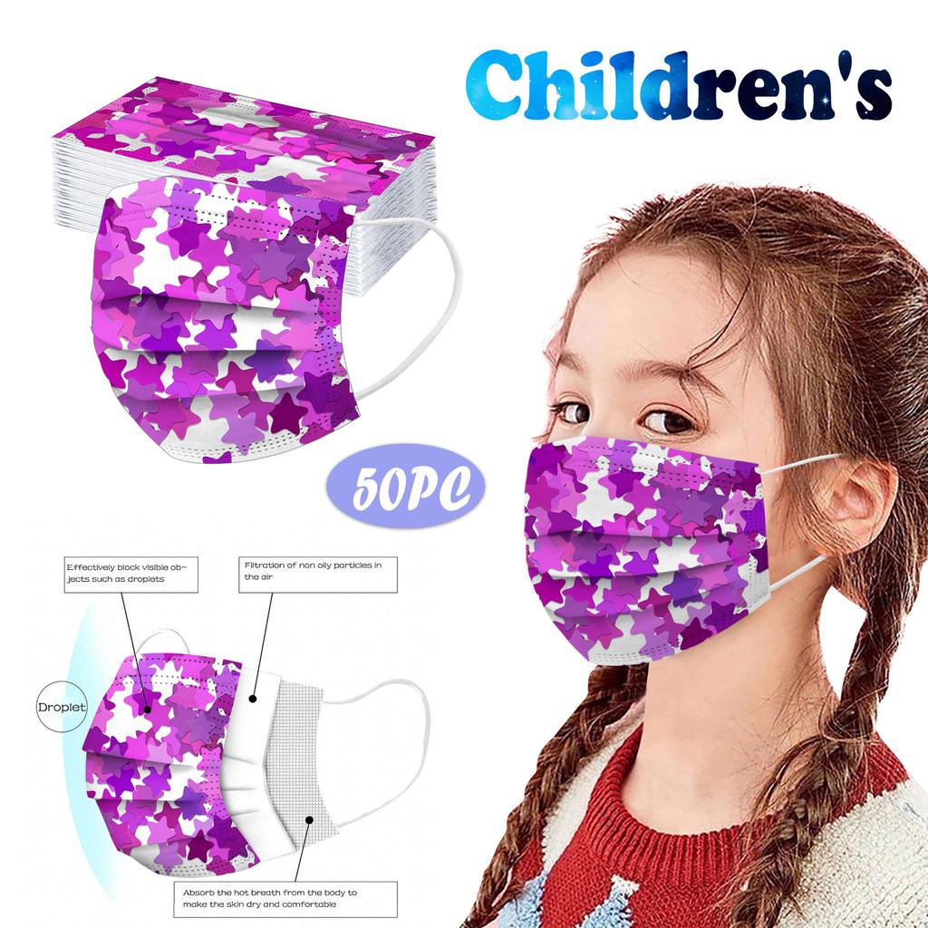 Children's Disposable Tie-dye Starry-sky Printed Mask Disposable Face Mask Ear Loop Mask 50PCS