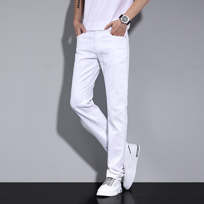 

Мужские облегающие джинсы чистого белого цвета в корейском стиле на весну и осень 34 белый