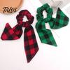 Plaid Ribbon Hair Ties Christmas Bow Ties, Elastic Scrunchies for Women and Festive Decorations Girls, Red or Green Checkered Ponytail Holder Holiday