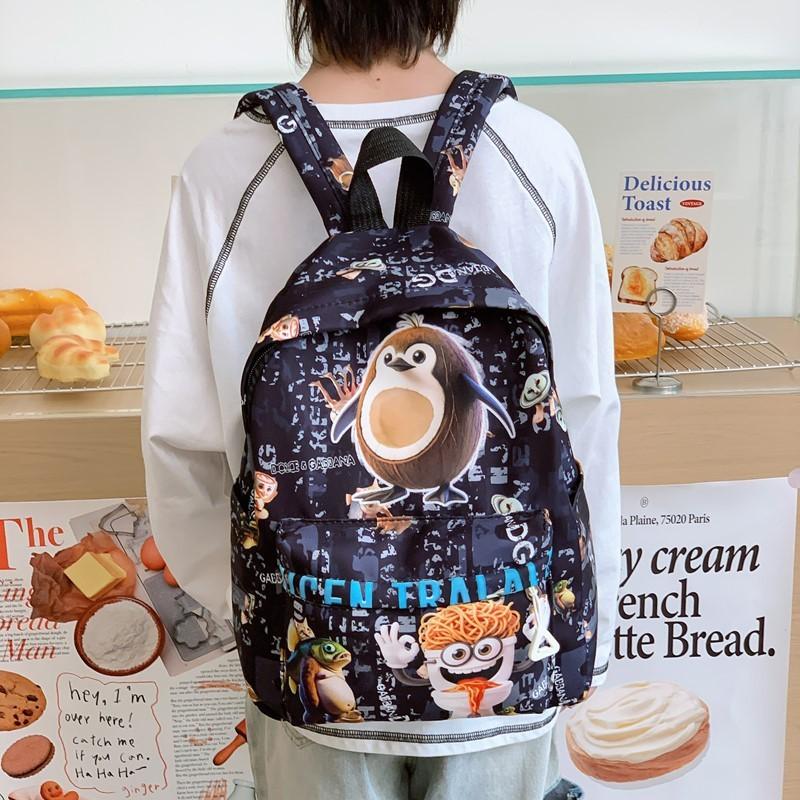 Kids Backpack With Cartoon Italian Brainrot Al Pattern And Ergonomic Shoulder Straps For Preschool And Kindergarten