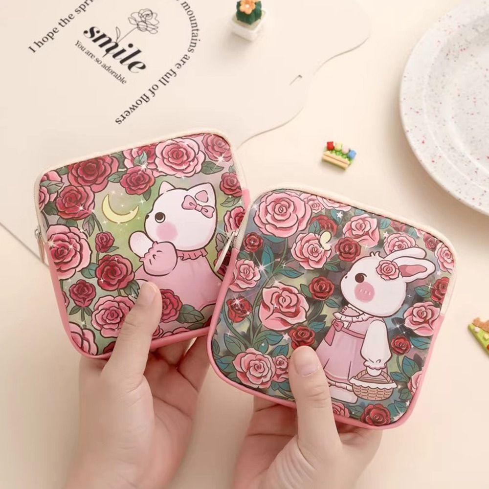 Portable Zipper Pouch Sanitary Pads Bag Large Capacity Multipurpose Coin Purse Cosmetic Bag Travel