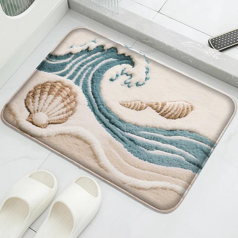 Octopus Brother Pattern Bathroom Mat Absorbent Foot Pad Shower Room Small Carpet Door Mat Machine Washable Soft and Comfortable