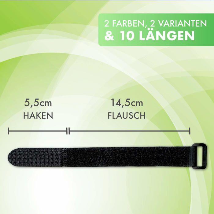 25x Attaches câble nylon auto-agrippantes 20 x 200 mm noir – boucle réutilisable AIMOONSA