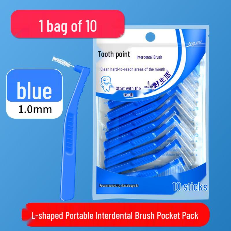 L-Shaped Interdental Toothbrush Set (10-Pack) with Wire Bristles