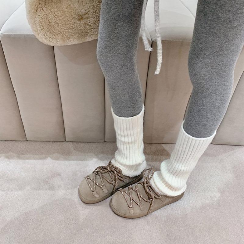 Women's Thick-soled New Autumn and Winter Suede Small Potato Straps, Velvet Thermal Cotton Shoes, Bag Head and Half Slippers