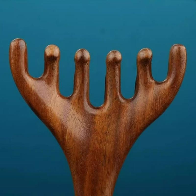 Silents Wooden Head Massage Comb With Anti Statics Design