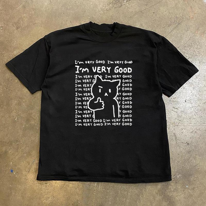 Loose Fit Cotton Tshirt Short Sleeve Double Thread 3a260g American Retro Style Unisex Breathable Comfortable Printed Tee