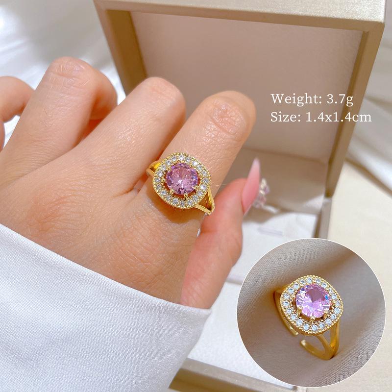 Square Zircon Sky Necklace Earrings Ring Set Light Luxury Personality Temperament Earrings Necklace Combination