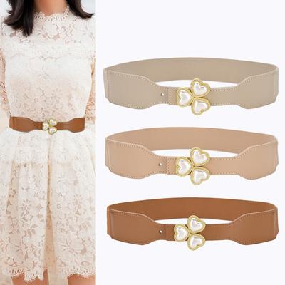 Retro Elastic Waistband Women's Suit Waist-hugging Decoration Ins Exterior Belt Elastic Belt Waist Slim Fitted Dress