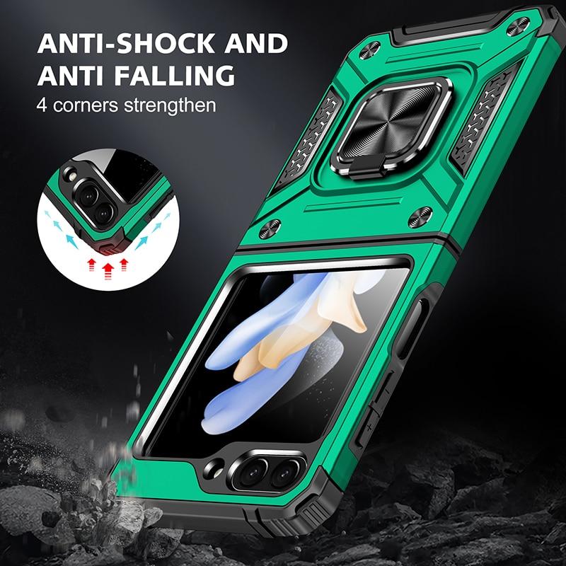 Anti-Shock Cell Phone Bag Case for Samsung Galaxy Z Flip5 Flip 5 5G Zflip5 Kickstand Hard Protective Cover