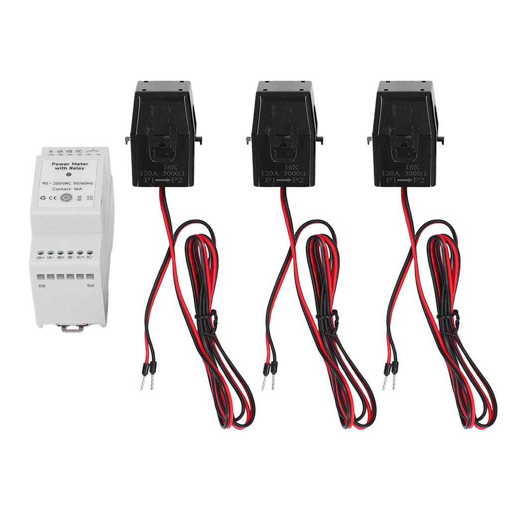 WiFi Energy Monitor 3 Phase 4 Wire Smart APP Control Electricity Usage Meter with Relay and 3x120A C