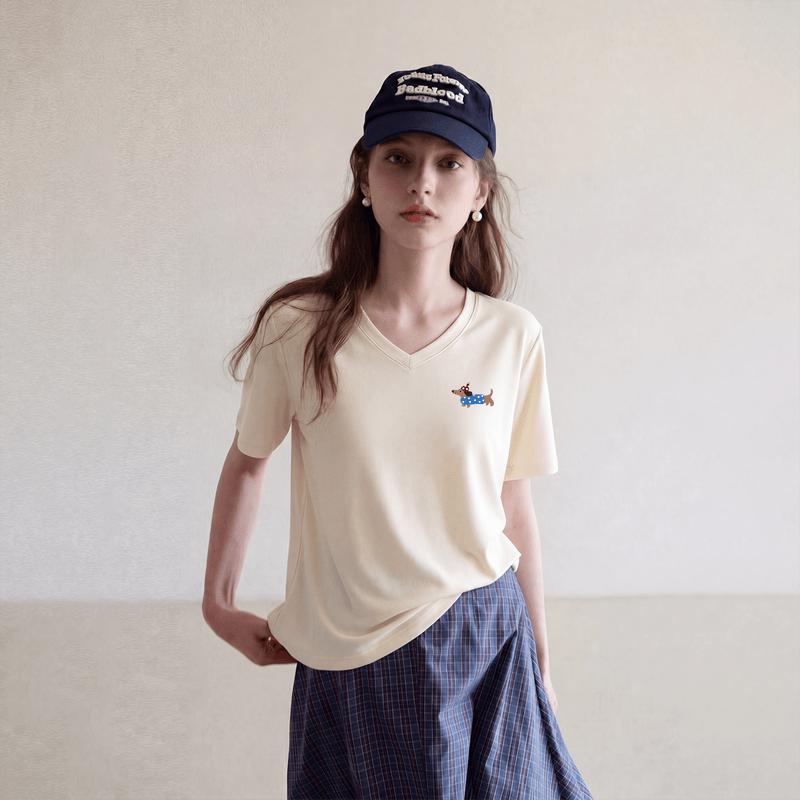 Xuezhongfei Women s Ice Silk Antibacterial V-Neck Summer T-Shirt L