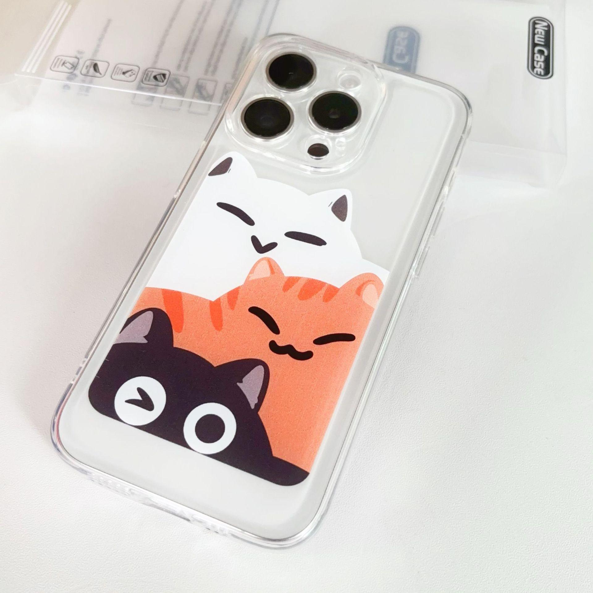 

Японские Милые Кошки Подходят для Чехла для Мобильного Телефона Apple Xr Креативный Противоударный 13pro Мягкий Чехол Защитный Чехол для iPhone 15 Apple 7/8P