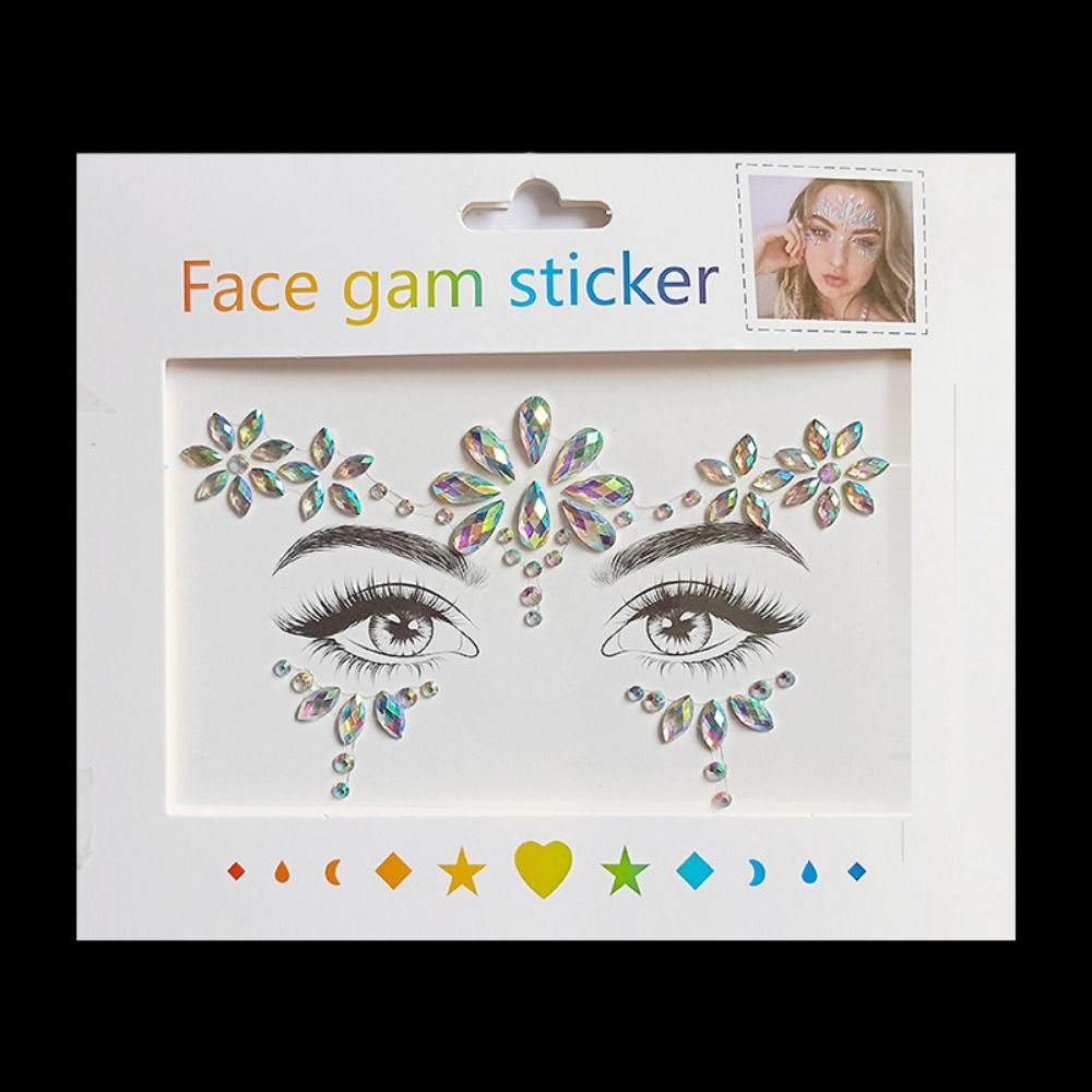 Disposable 3D Face Tattoo Crystal Sticker Fashion Temporary Tattoo Sticker Girls