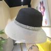 Hat Celebrity Hepburn Rhinestone Silver Silk High-end Sun Hat Straw Hat Foreign Style Holiday Leisure Sun Hat