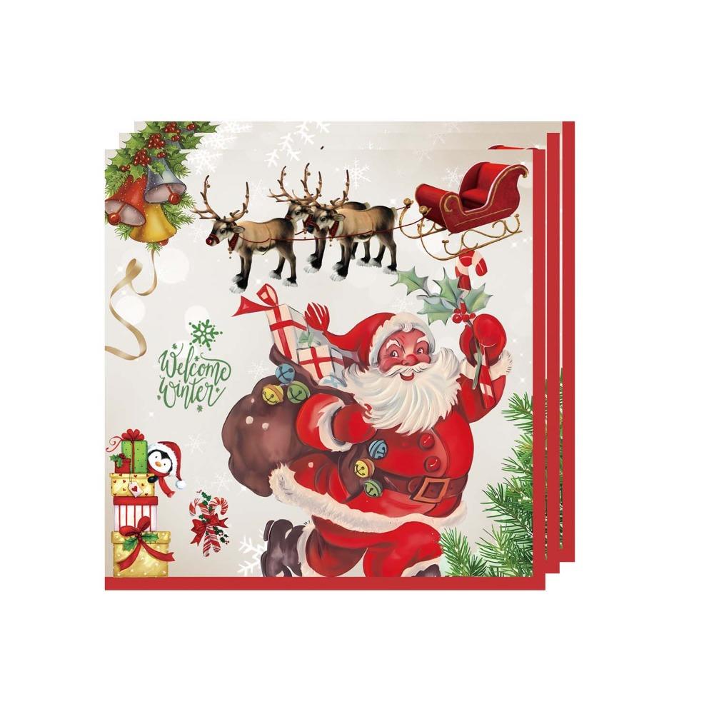 Thickened Christmas Disposable Tableware Set Santa Claus Print Paper Plate and Cups  New Year 2025
