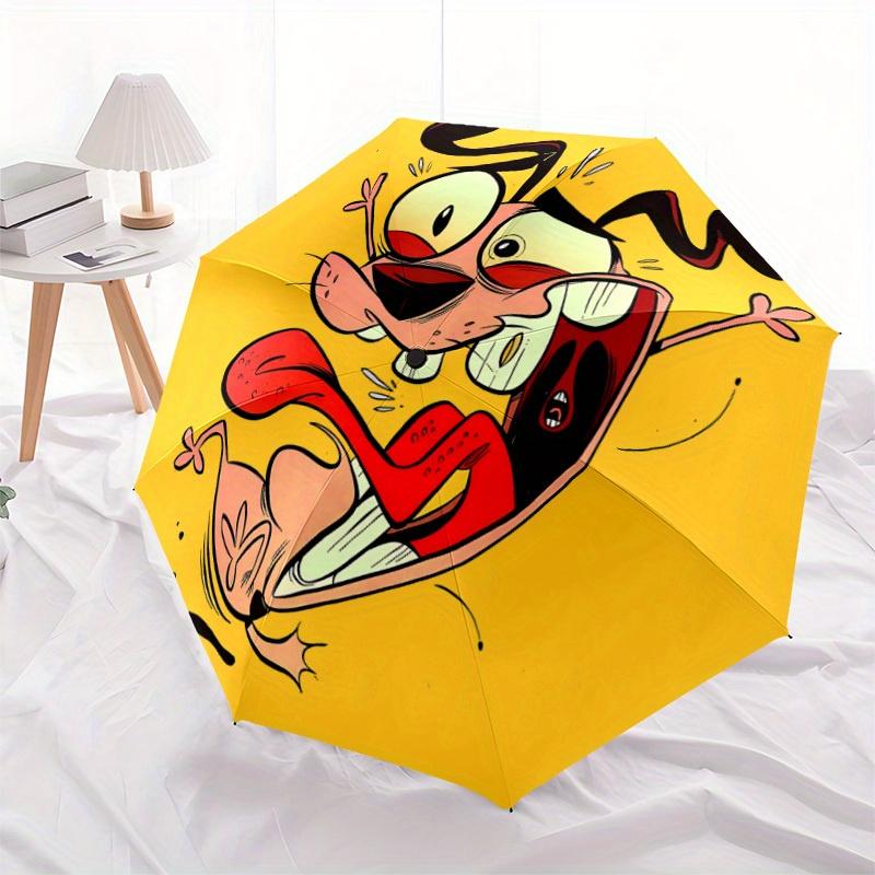 Courage the Cowardly Dog Home Essential Cute Cartoon Umbrella, Portable Folding Umbrella Suitable for All Seasons A0821082