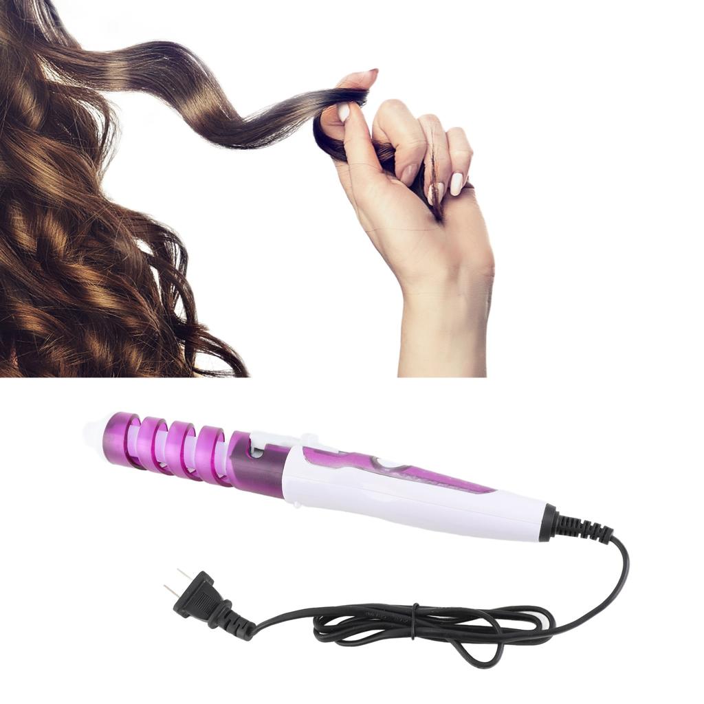 Mini Spiral Hair Curler Portable AntiScald Wavy Hair Styling Hair Curling Wand Purple