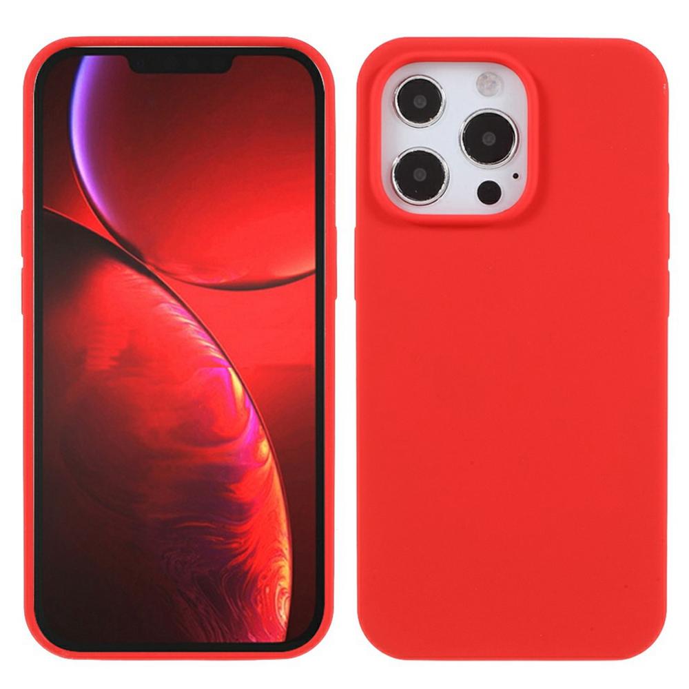 

For iPhone 14 Pro Case Solid Silicone Shockproof Phone Back Cover Red