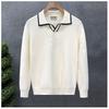 Korean Style Fashion Brand Rhombus Jacquard Lapel Polo Shirt Ruan Handsome Bottoming Long-Sleeved Sweater Hong Kong Style New