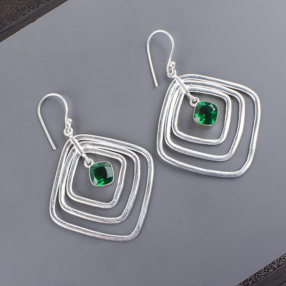 Green Emerald Gemstone Jewelry, 925 Solid Sterling Silver Earrings, Amazing Emerald Earrings New Design Jewelry, Handmade Gift For Activists