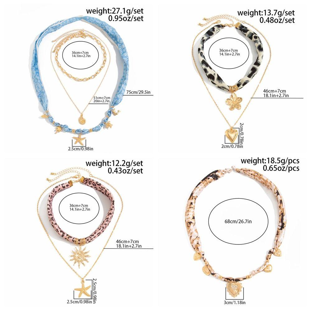 Sea Star Scarf Necklace Seashell Bohemian Style Necklace Trendy Beads Chain Choker Gold Jewelry