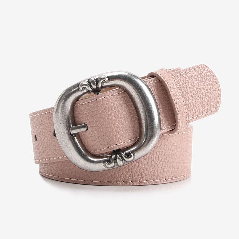 Leopard Pattern Leather Belt With Electroplated Buckle For Casual Women