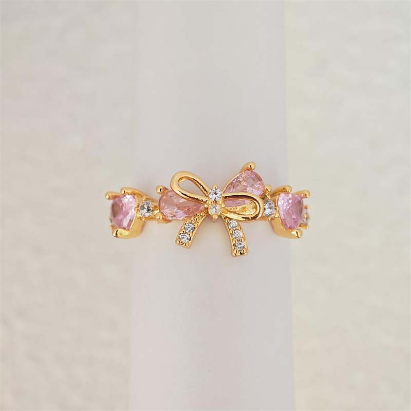 

Luxury Pink Crystal Zircon Heart Open Rings For Women Fashion Metal Multi-layer Adjustable Finger Ring Y2K Aesthetics Zircon