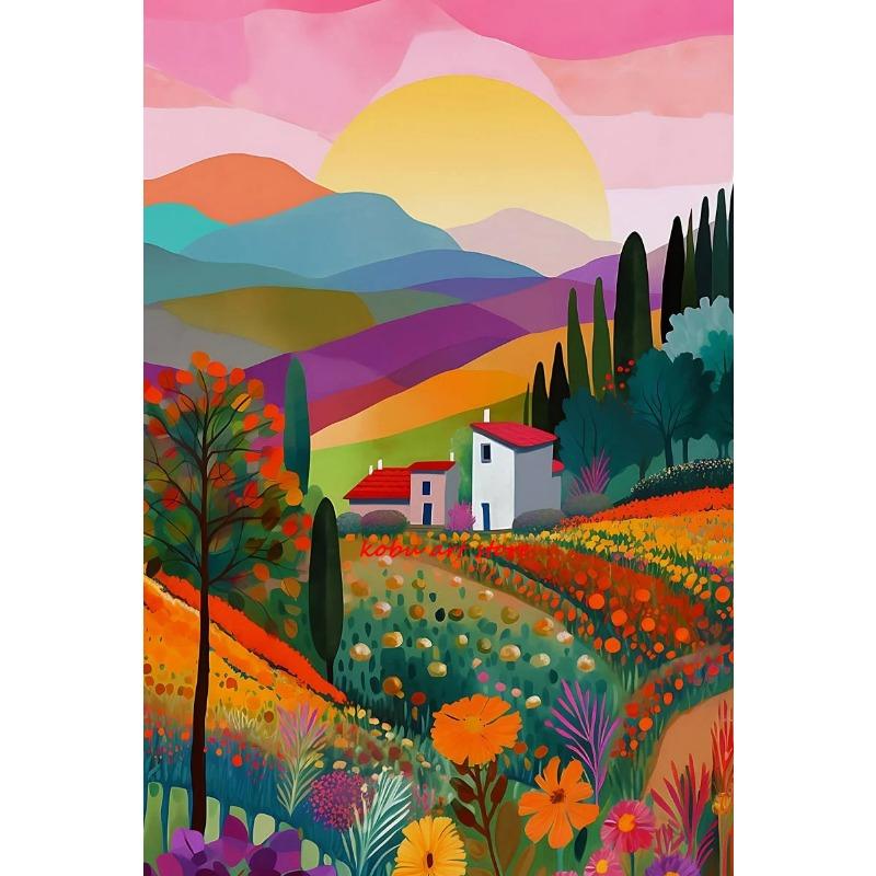 

Красочный Абстрактный Пейзаж Розовая Гора Цветочный Пейзаж Постеры Принты Холст Картина Настенные Картины для Гостиной Домашний Декор 21cm×30cm NoFrame