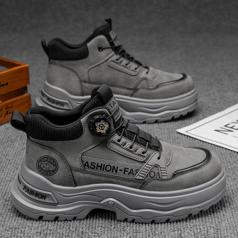 Shoes autumn youth sports wear-resistant non-slip thick-soled high-top casual rotating buckle Martin boots