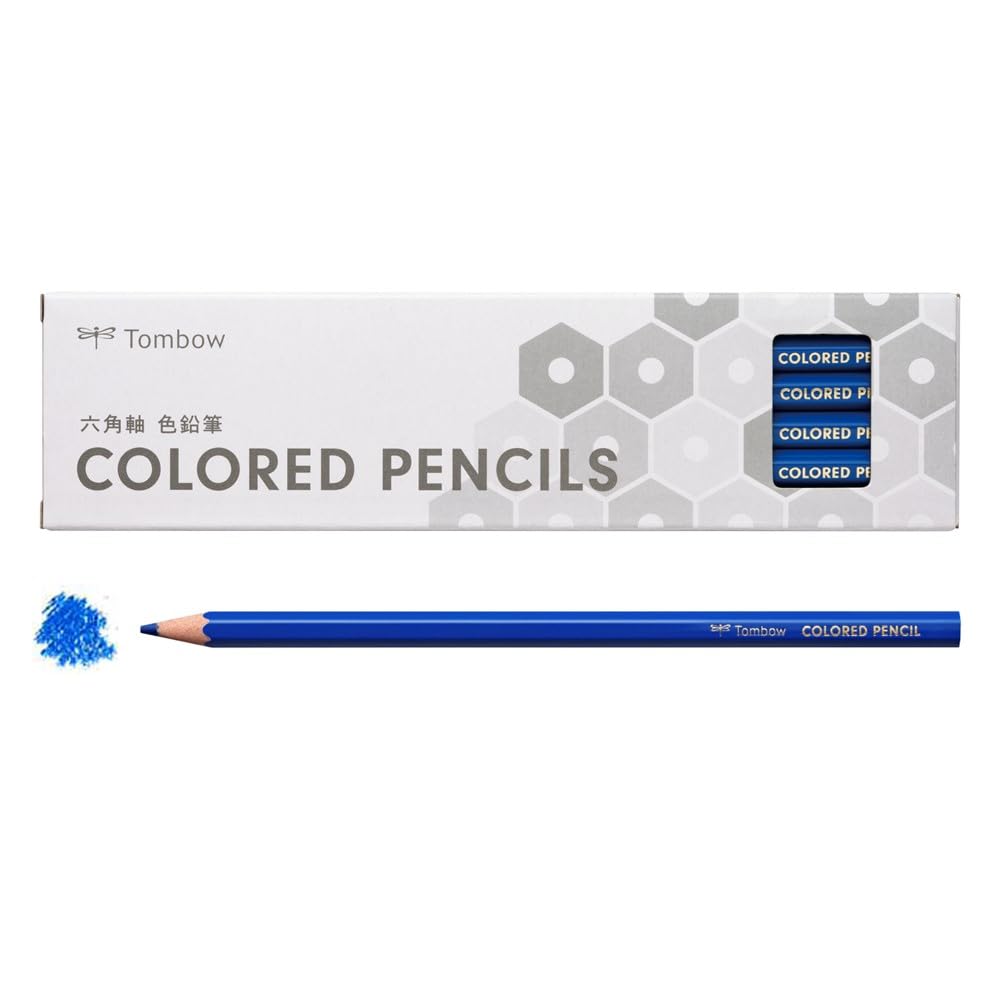 Tombow Colored Single Hexagonal 1 Dozen Pencils, Color, Blue, Barrel, (12 pencils), CY-K15