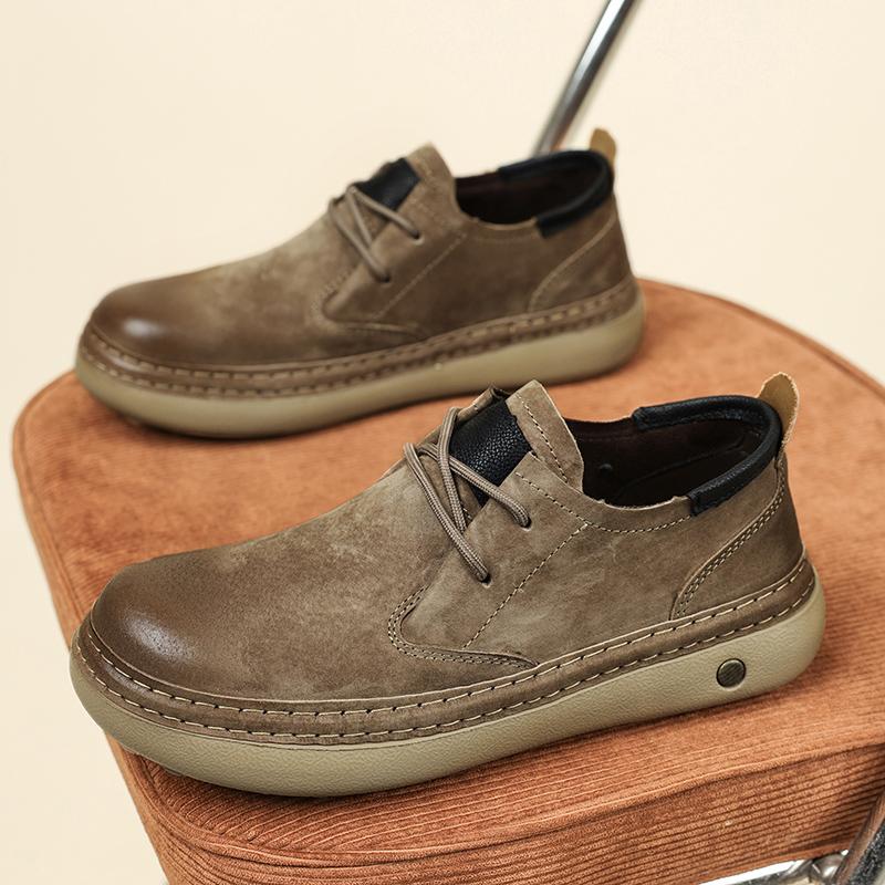 Retro Low-Top Schuhe Herrenschuhe Stil Leder Herbst Neu Lässige Lederschuhe Herren Weiches Leder Weiche Sohlen Herren Schuhe mit großem Zeh