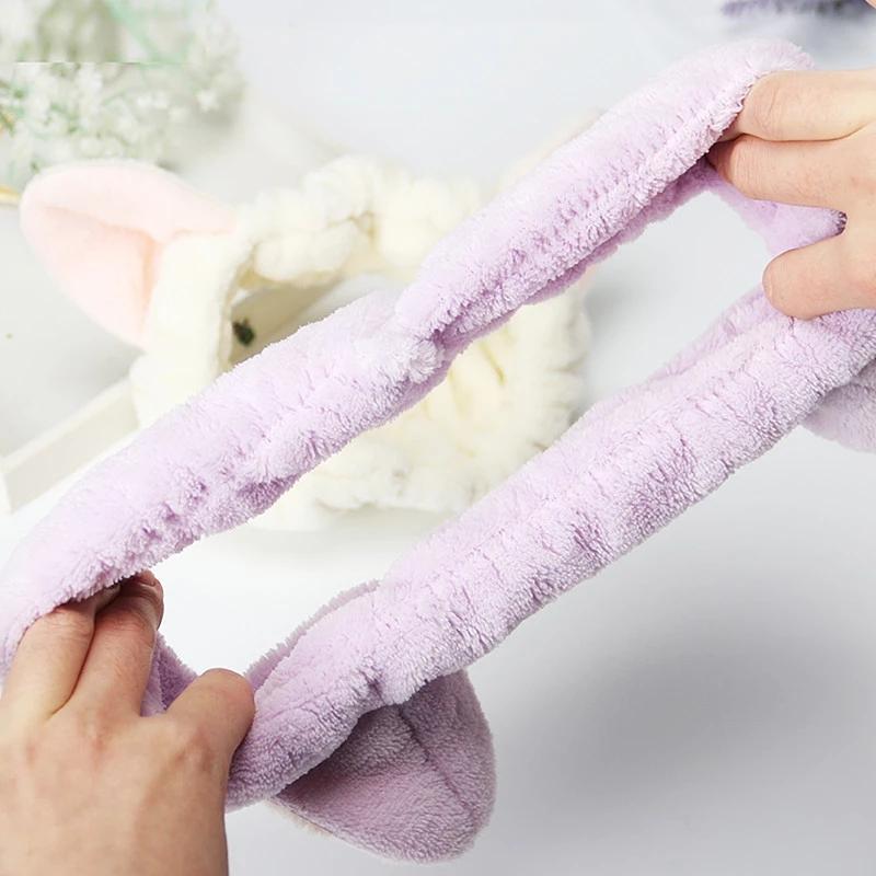 1Pc Coral Fleece Cat Ears Headbands for Women Cute Soft Hairbands Wash Face Make Up Turbans Bandage Headwrap Girls Hair Accessories