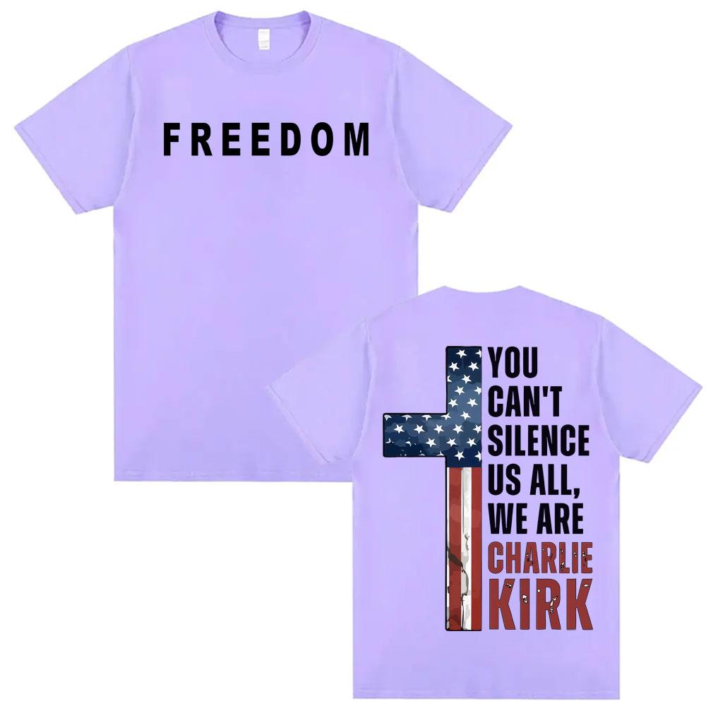 Ihr könnt uns nicht alle zum Schweigen bringen Charlie Kirk Christlich Konservative T-Shirts für Unisex Damen Vintage Gothic T-Shirt Kurzarm T-Shirts