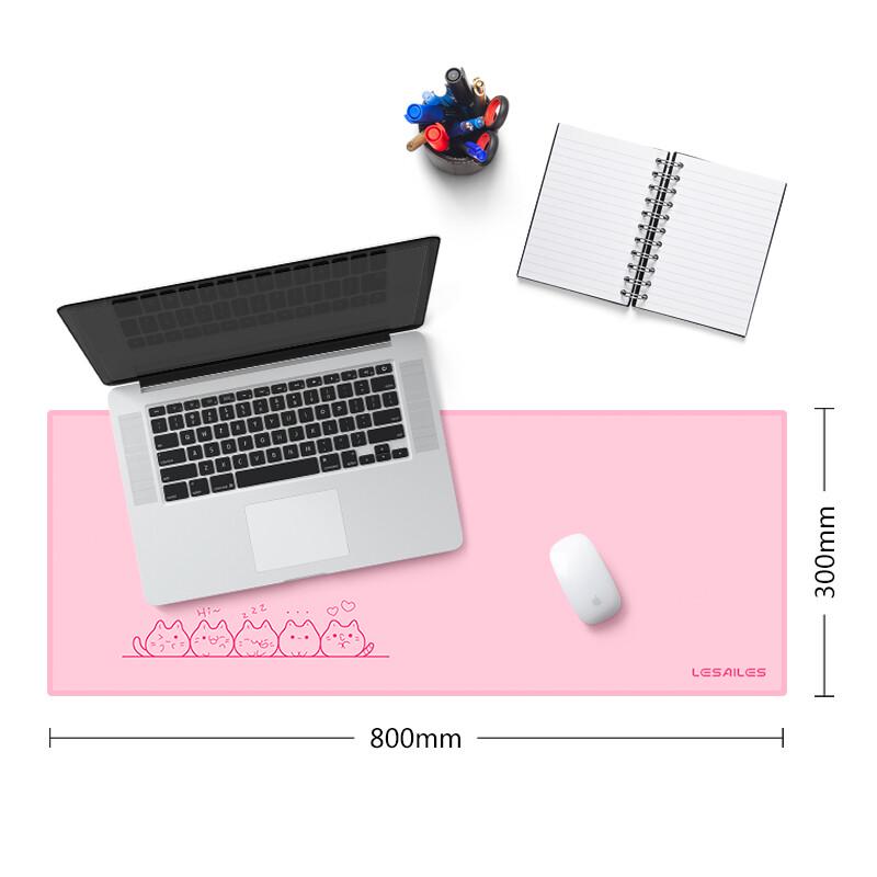 LESAILES Süße Katze Rosa Gaming Schreibtischmatte 800x300x3mm