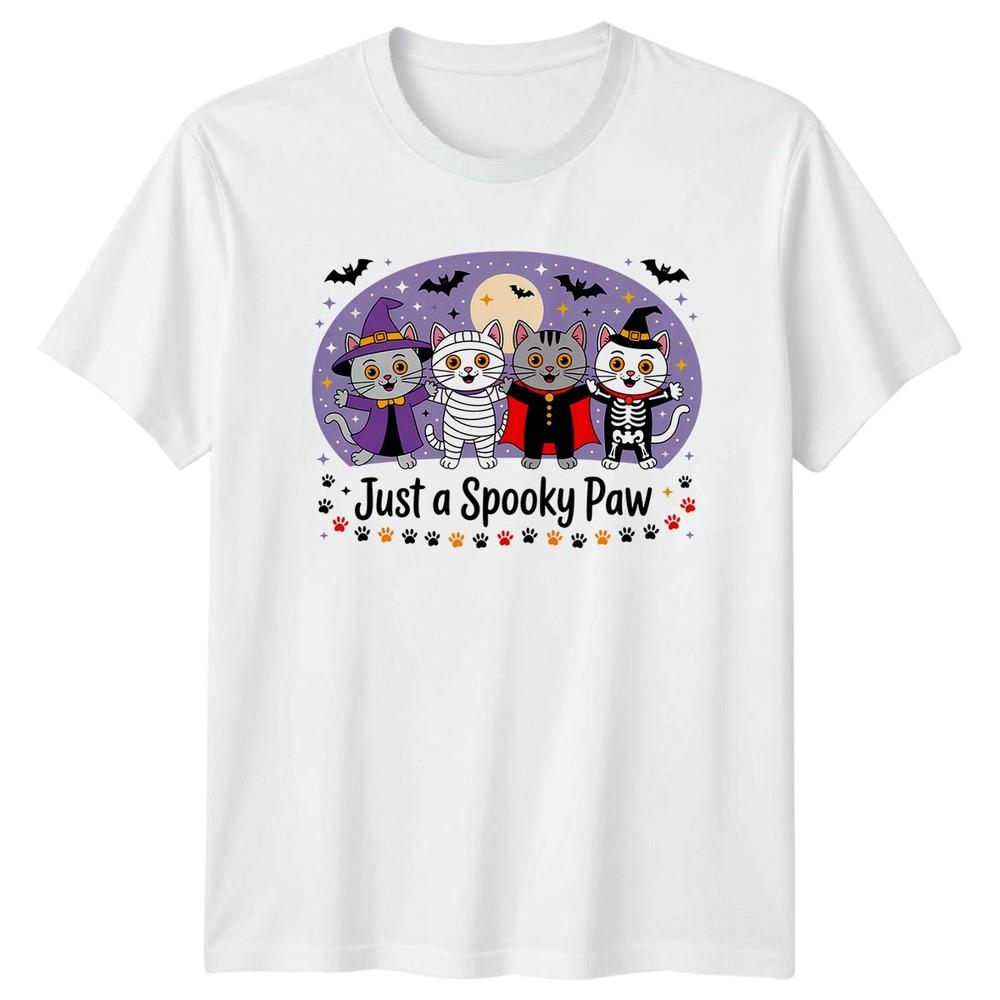 Just A Spooky Paw Halloween Cats Unisexs TShirt Unisexs Tee Graphic Unisex Top S