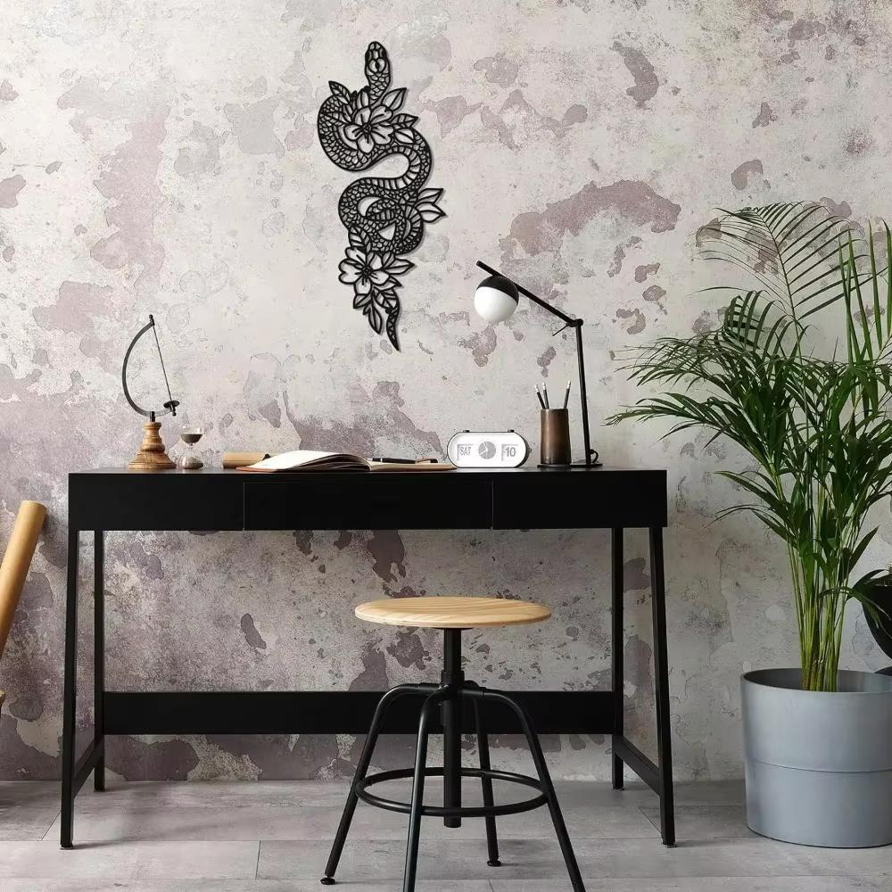 Stunning Moon Snake Wall Decor for Witchy Altars! Flower Snake Decor Wall Hanging. Boho Iron Art. Add a Touch of Magic.