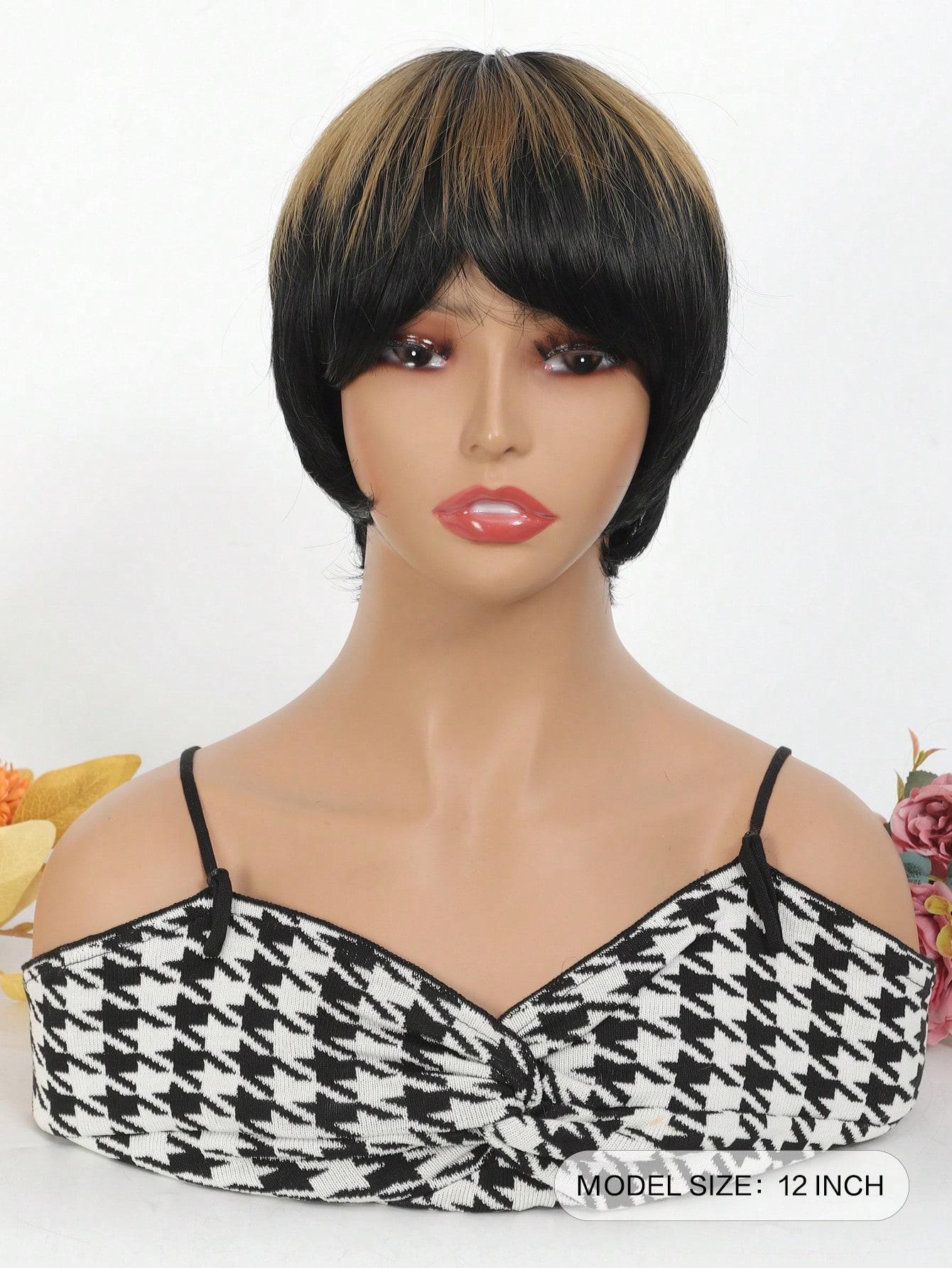 

Синтетический парик 12 дюймов, стрижка пикси, парики для женщин, короткие парики с челкой, черные, смешанные, коричневые, популярные модные термостойкие шиньоны 12inch