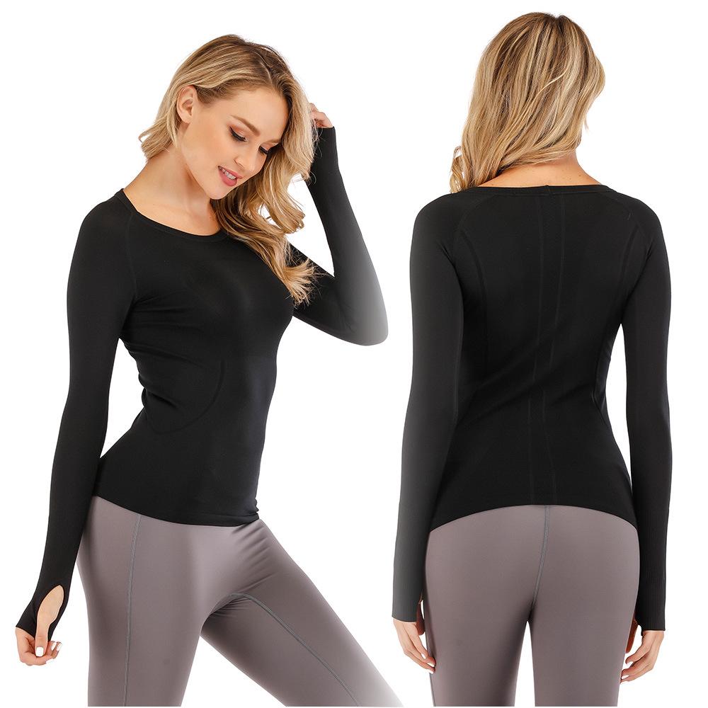 Women's Quick Dry Long Sleeve Yoga & Running Top - Round Neck, Sweat-Wicking, Fitness T-Shirt