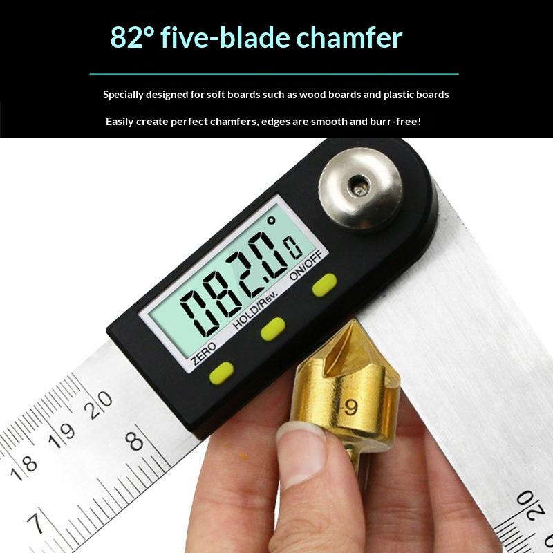 3/6Pcs Hexagonal Handle Titanium Plated Five Edge Chamfering Knife Countersunk Drill 6-19Mm Woodworking Spot Facer Tool Set