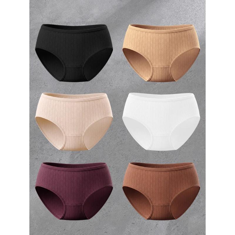 FINETOO 6 KUSŮ/SADA Dámské bavlněné kalhotky Pohodlné spodní prádlo Nízký pas Kalhotky Dámské spodní prádlo Sexy spodní prádlo Kalhotky XS-XXL Jednobarevné kalhotky