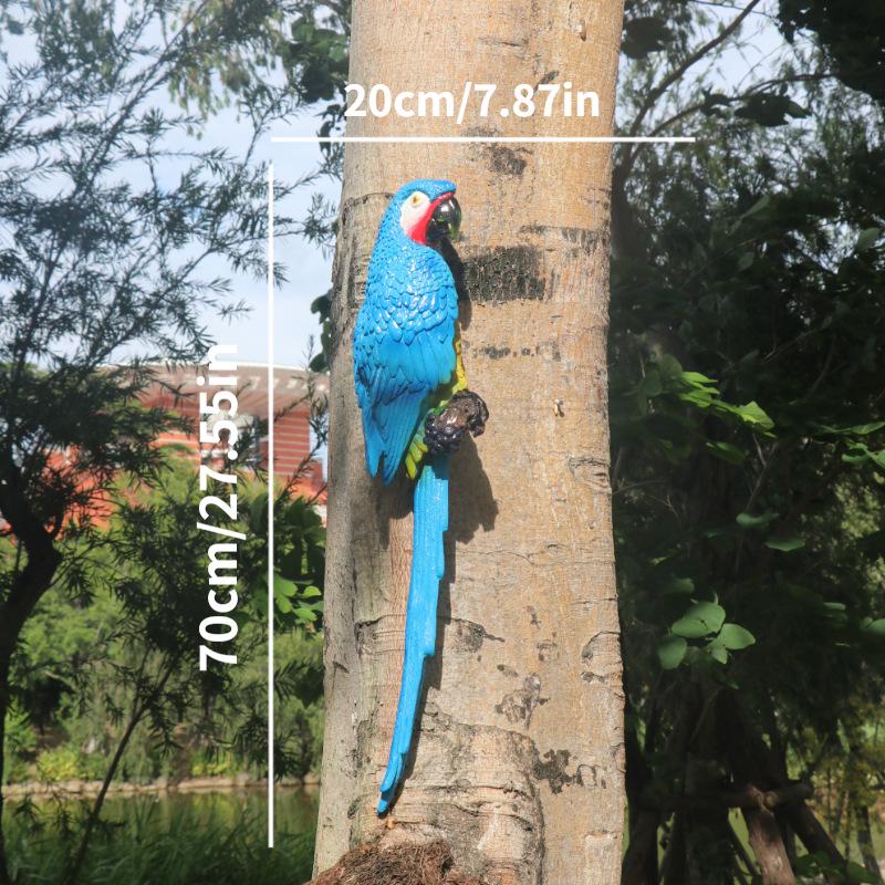 Golden Macaw Pendant Garden Sculpture - Resin Bird Home Décor