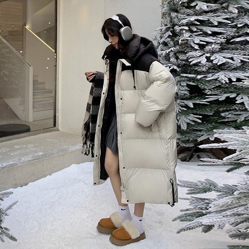 

Хлопковая одежда в тон для женщин, зимняя новинка, длинное теплое утолщенное пальто «Любовный хлеб» свободного кроя в корейском стиле. M