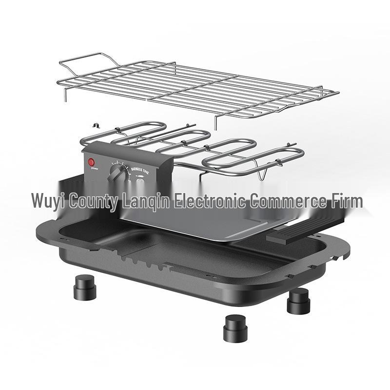 Griglia da BBQ elettrica portatile senza fumo per interni e girarrosto per spiedini