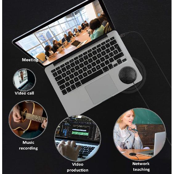 Conference Microphone 3.5mm Desktop Computer Mic for Computer Desktop and Laptop 360° Omnidirectional Condenser Mic for Online Meeting/Class, Skype,