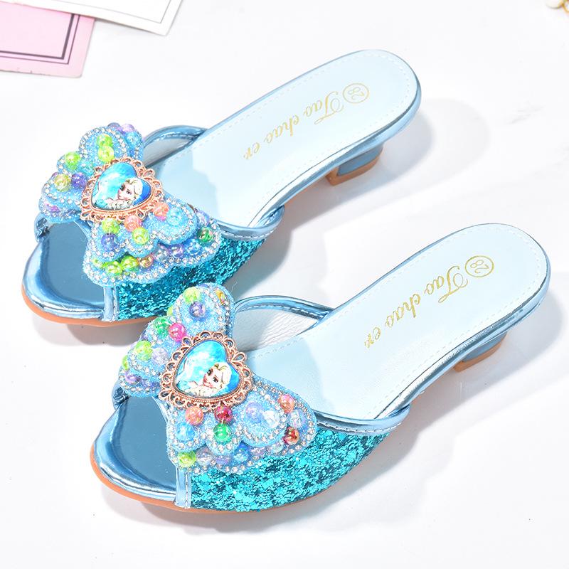 Girls High Heel Princess Slippers: Cute Bow Non-Slip Summer Sandals