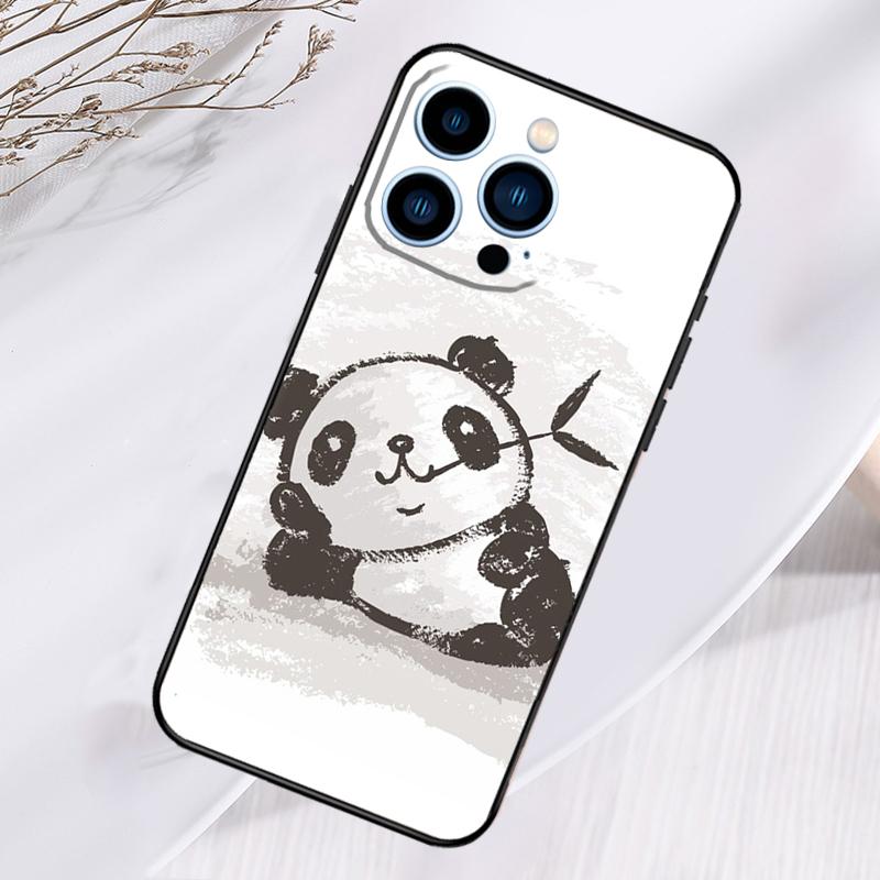 Cartoon Panda Phone Case For iPhone 17 Pro Max 15 14 13 12 11 16 Pro Max Plus 12 13 Mini 16e 17 Air Cover