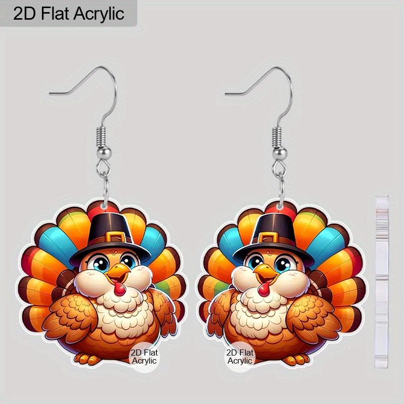 

2D Плоские Акриловые Серьги Осенний Праздник Урожая День Благодарения Модная Бижутерия Подарок для Женщин